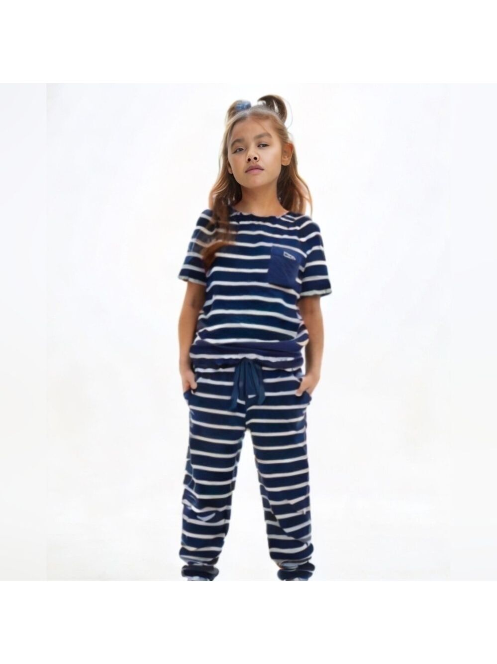 Zara - baby blue striped jogger pants size 4-5 years